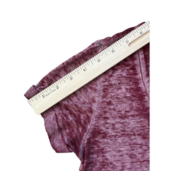 No Boundaries Shirt Womens Small Burgundy Burnout V Neck Lattice Hem Top - Picture 7 of 8